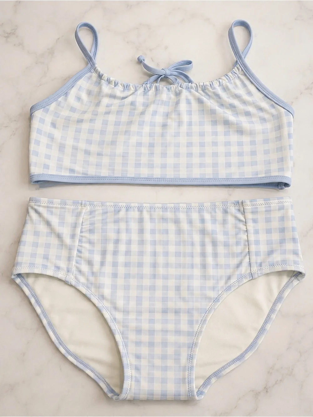 Cat & Jack Light Blue and White Gingham Bikini Set